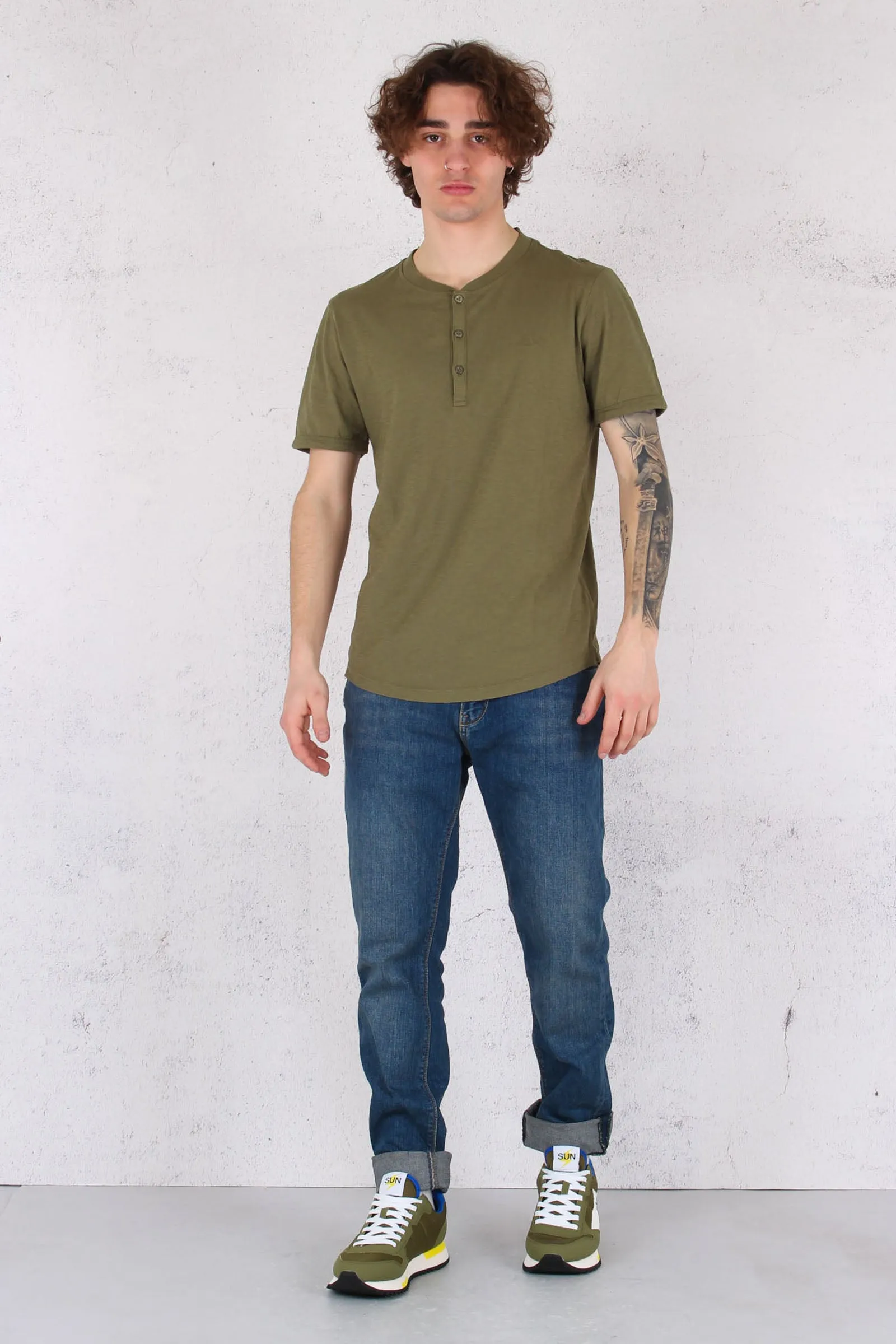 T-shirt Serafino Fiammata Militare