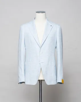 Tagliatore Linen & Cotton Herringbone Jacket / Light Blue