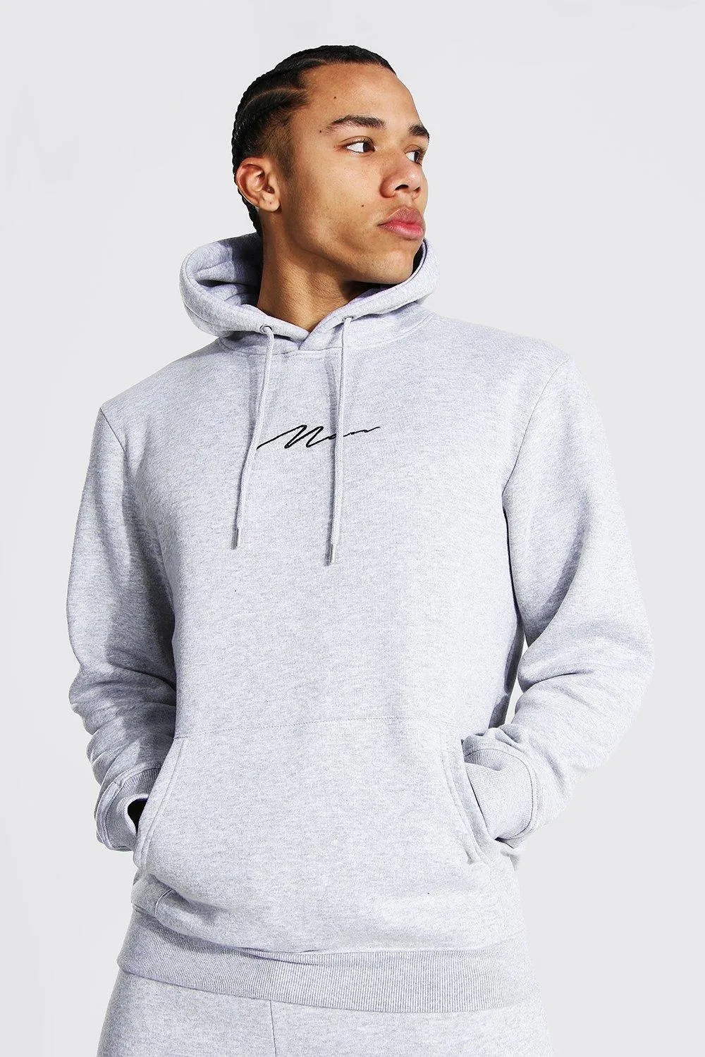 Tall Man Signature Embroidered Hoodie | boohooMAN UK