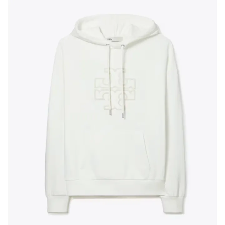 Tory Burch  |Long Sleeves Plain Cotton Logo Hoodies & Sweatshirts