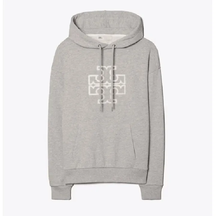 Tory Burch  |Long Sleeves Plain Cotton Logo Hoodies & Sweatshirts