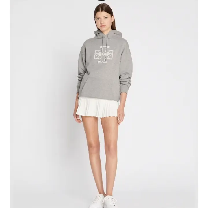 Tory Burch  |Long Sleeves Plain Cotton Logo Hoodies & Sweatshirts