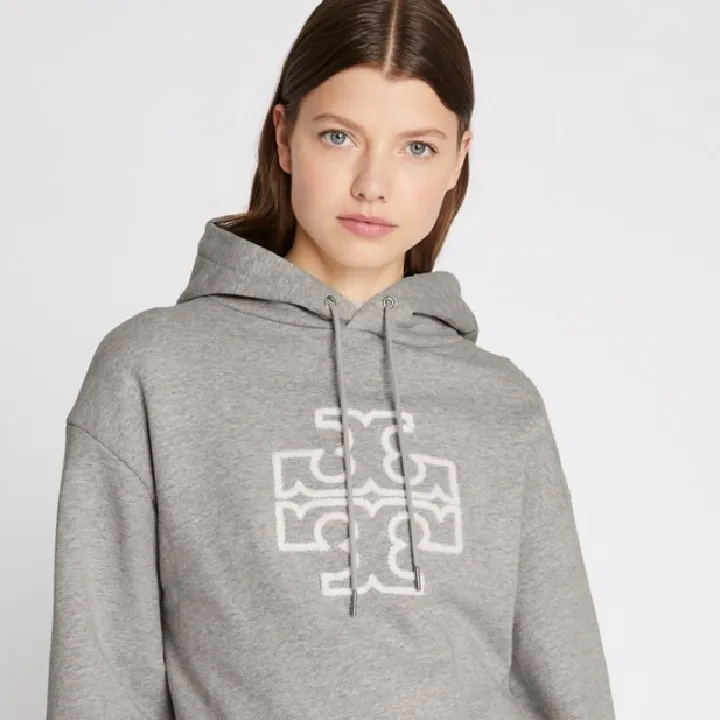 Tory Burch  |Long Sleeves Plain Cotton Logo Hoodies & Sweatshirts