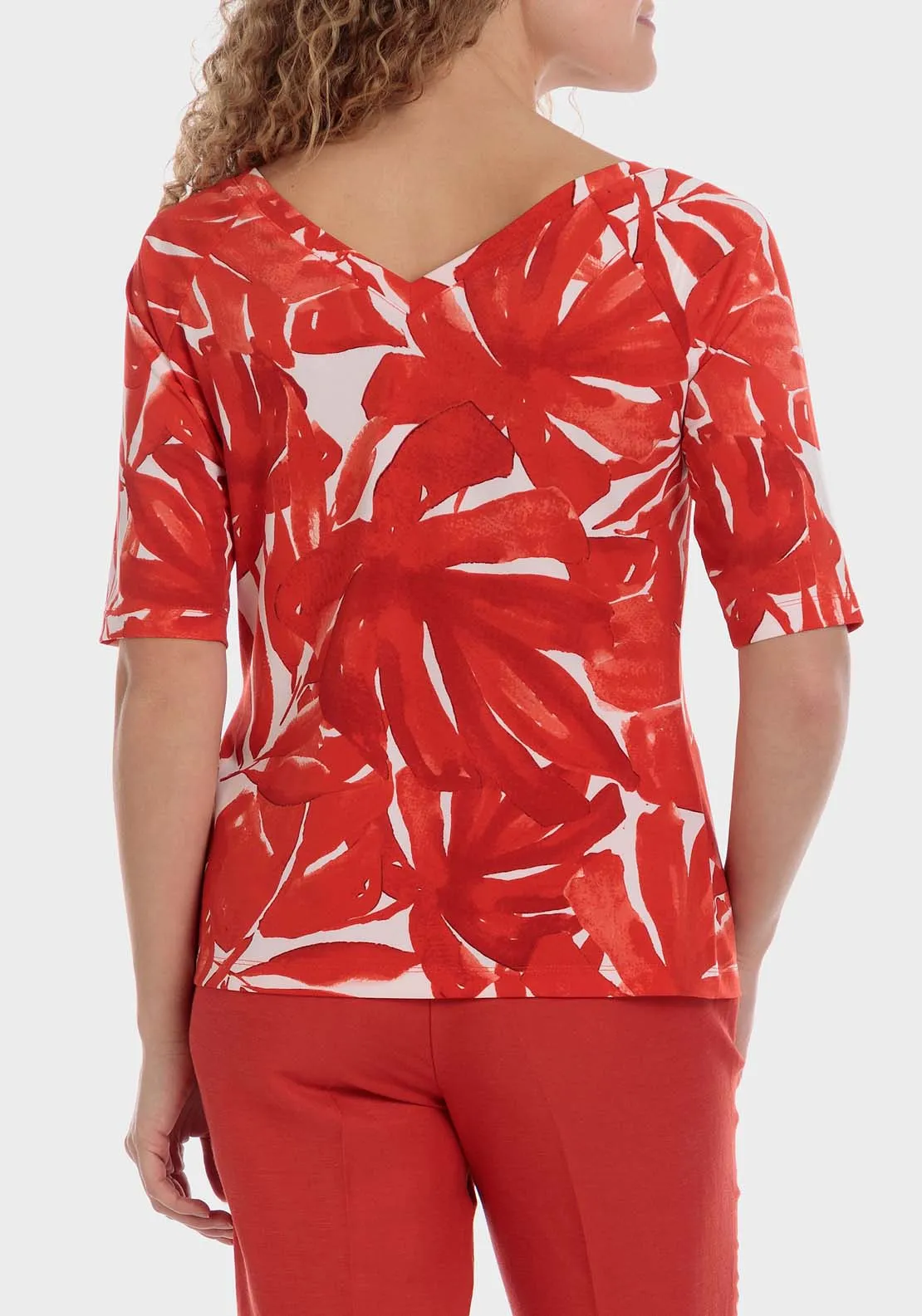 Tropical Print T-Shirt - Red