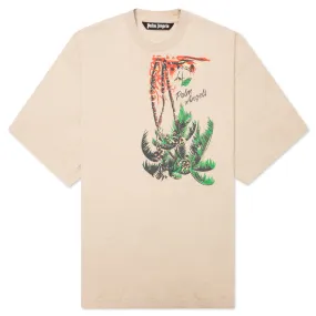 Upside Down Palm Tee - Beige/Green