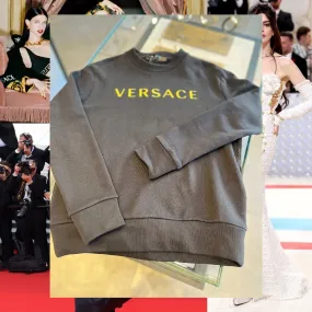 VERSACE  |Long Sleeves Plain Logo Outlet Hoodies & Sweatshirts