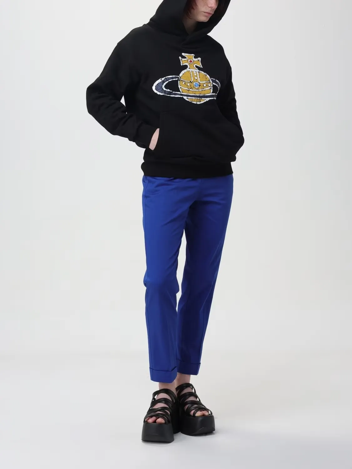 Vivienne Westwood  |Long Sleeves Plain Cotton Logo Hoodies & Sweatshirts