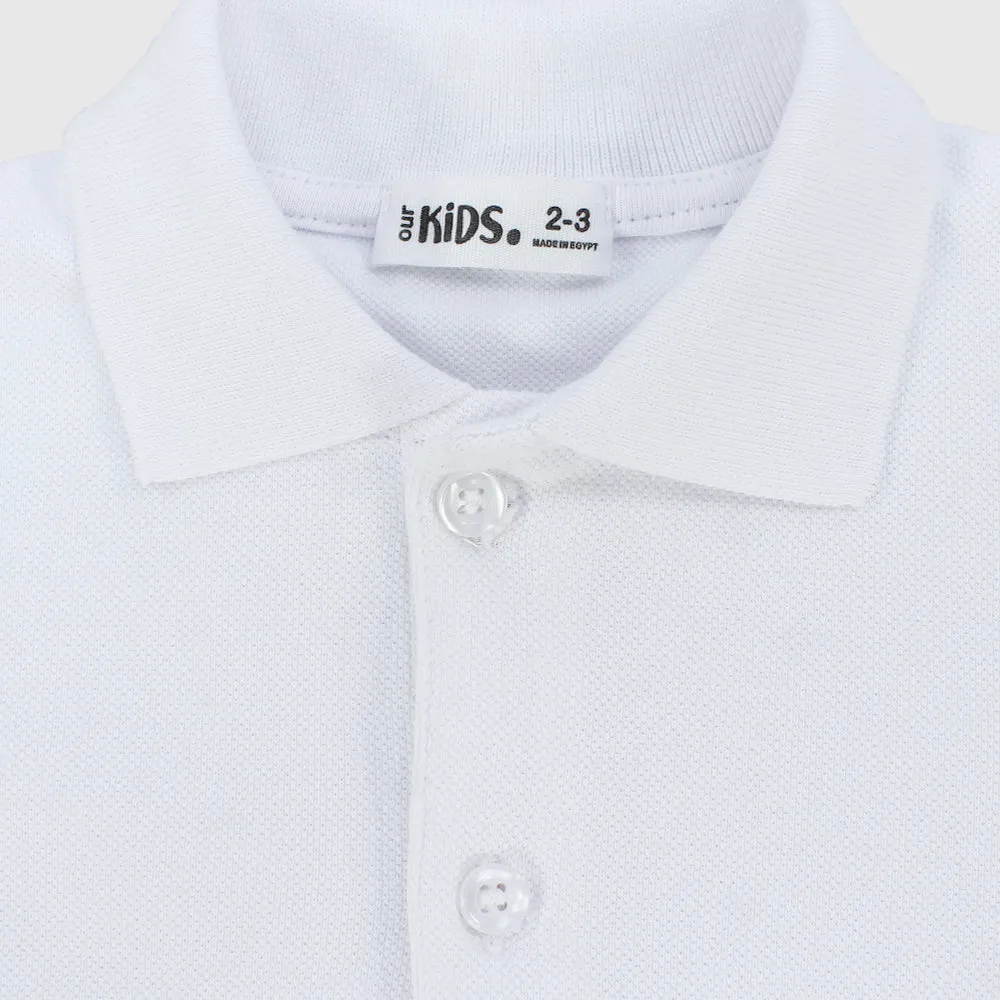 White Short-Sleeved Polo Shirt