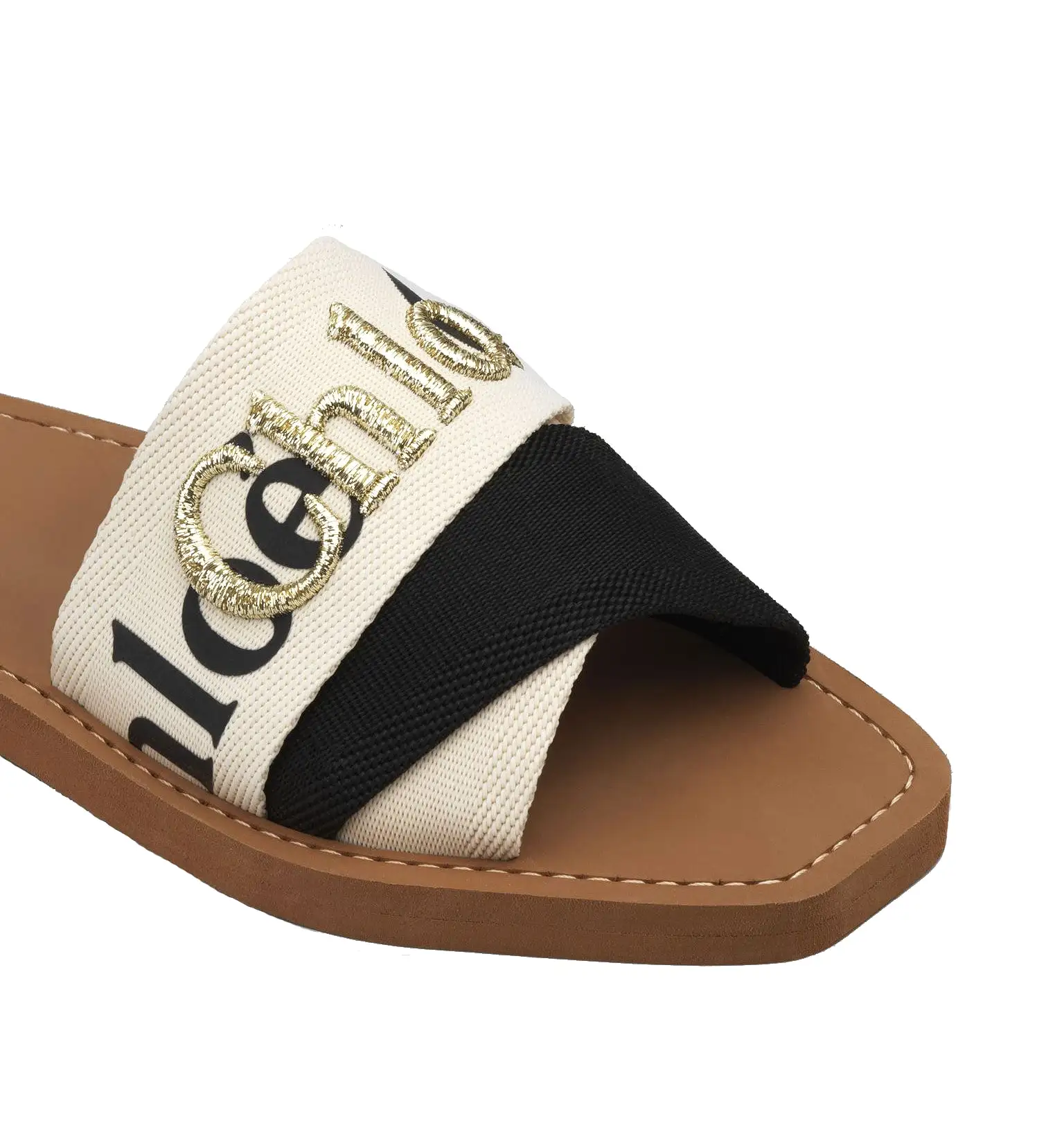 Woody Embroidered Logo Slide, Black /White